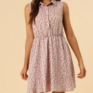 Allegra K Women's Floral Sleeveless Half Placket Mini Summer Dress